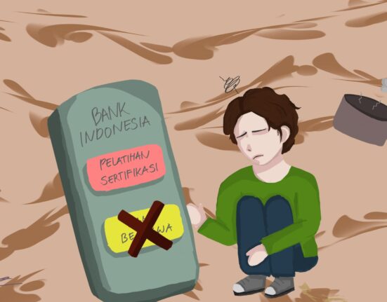 Ilustrasi kekecewaan mahasiswa dalam menanti pencarian dana beasiswa Bank Indonesia (Alya/BP2M)