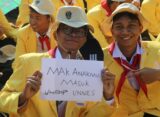 Tulisan unik buatan mahasiswa menghiasi PKKMB Unnes 2025 (17/08/2025) [BP2M/Sultan]