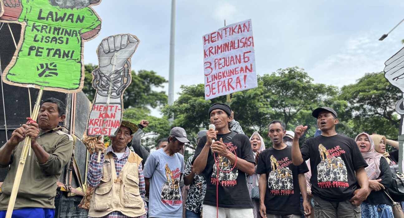 Para petani sebagai pejuang lingkungan tengah menyampaikan keluhannya tentang kriminalisasi yang terus terjadi (17/11/2025) (BP2M)