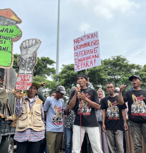 Para petani sebagai pejuang lingkungan tengah menyampaikan keluhannya tentang kriminalisasi yang terus terjadi (17/11/2025) (BP2M)