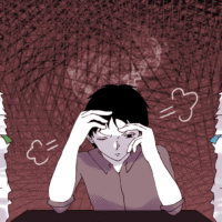 Ilustrasi mahasiswa yang terjebak burnout akibat tugas [Hanna/BP2M]