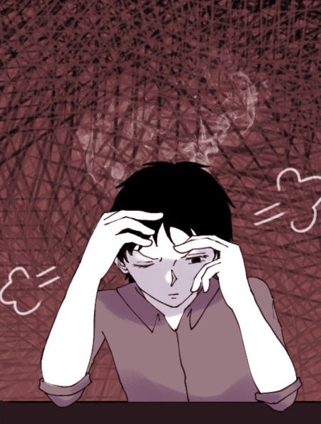 Ilustrasi mahasiswa yang terjebak burnout akibat tugas [Hanna/BP2M]