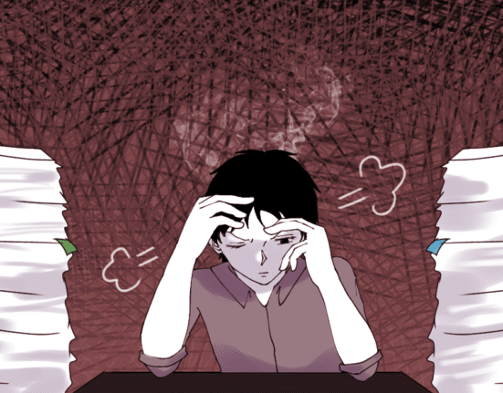 Ilustrasi mahasiswa yang terjebak burnout akibat tugas [Hanna/BP2M]