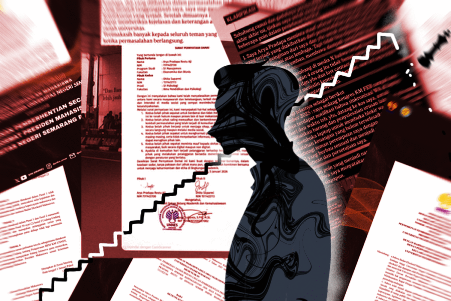 Ilustrasi isu yang menyeret nama BEM KM Unnes [Hanna/BP2M]