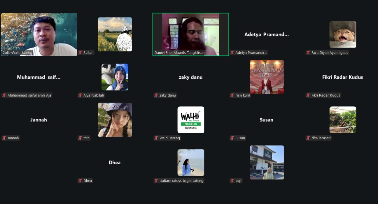 Tangkapan layar ketika WALHI tengah memaparkan kajian riset singkat Wahana Lingkungan Indonesia (WALHI) Jawa Tengah pada Jumat (27/02/2026) [BP2M]