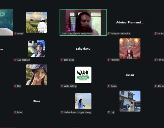 Tangkapan layar ketika WALHI tengah memaparkan kajian riset singkat Wahana Lingkungan Indonesia (WALHI) Jawa Tengah pada Jumat (27/02/2026) [BP2M]