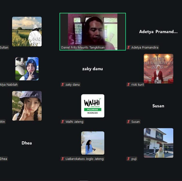 Tangkapan layar ketika WALHI tengah memaparkan kajian riset singkat Wahana Lingkungan Indonesia (WALHI) Jawa Tengah pada Jumat (27/02/2026) [BP2M]